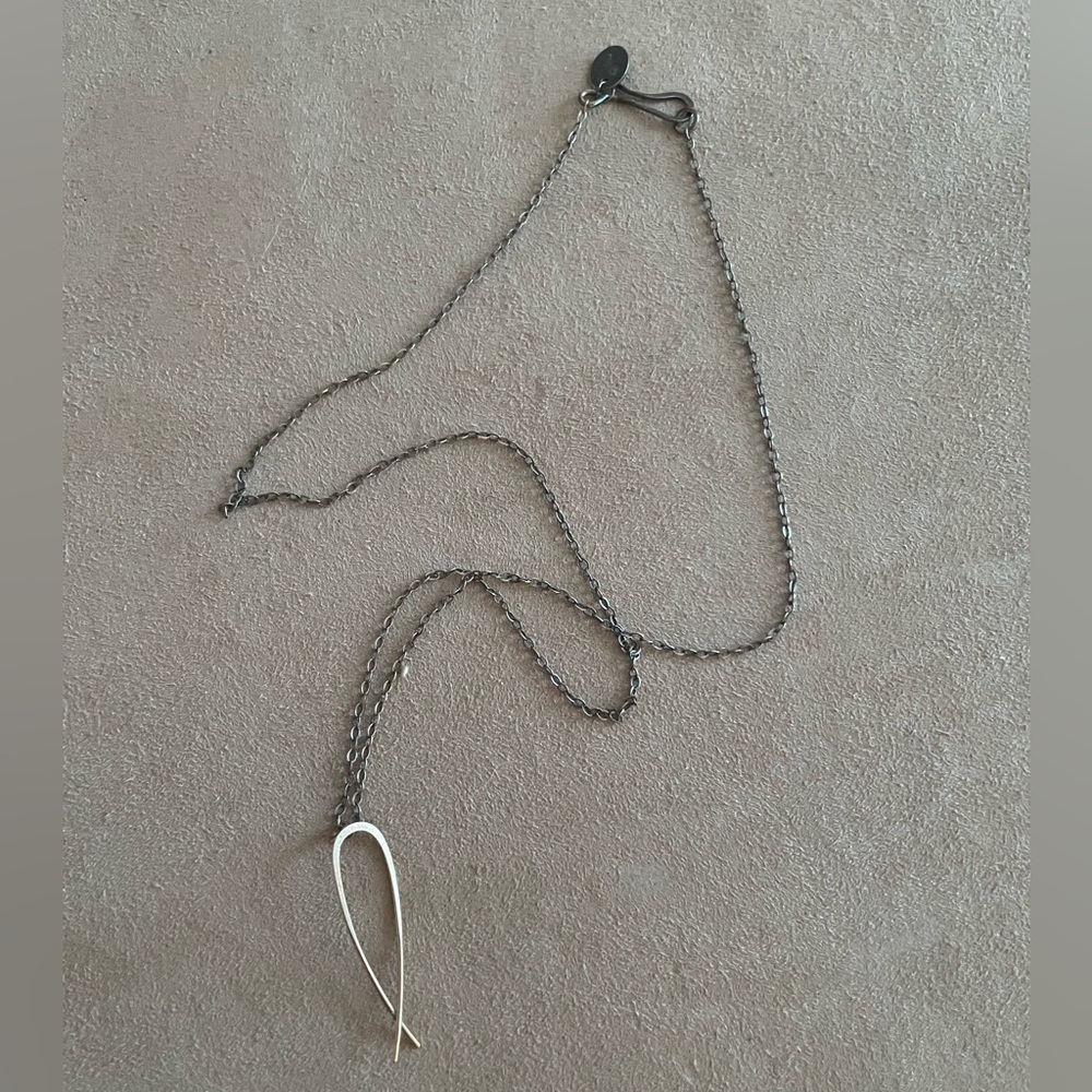 Melissa Joy Manning 14k Gold Letter “L” Necklace on Sterling Chain